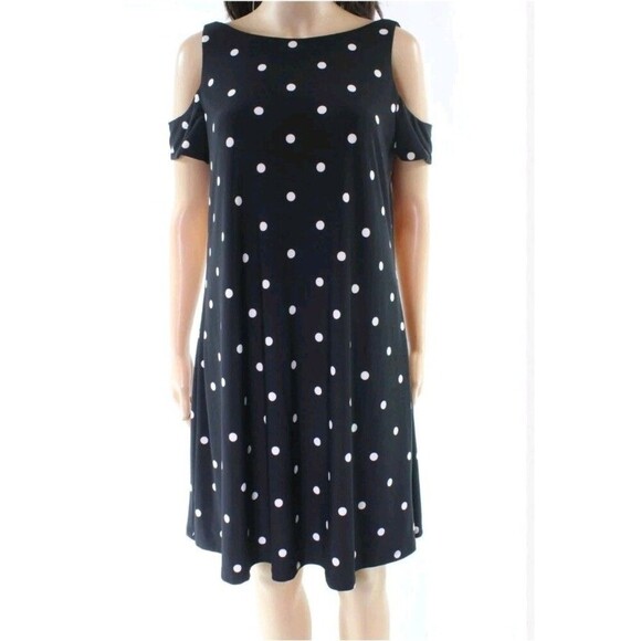 Lauren by Ralph Lauren Women's Polka-Dot Trapeze Jersey Dress Casual  Size 12. - Picture 2 of 11